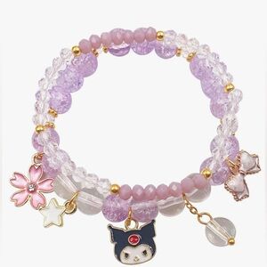🌸NEW Kawaii  Crystal Bracelet Set Cute Cartoon Elastic Beaded Jewelry for Women.